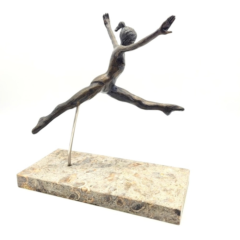 VTG MCM Bronze Marble Ballerina Sculpture OOAK Rare Dancer Handmade 1977 Signed